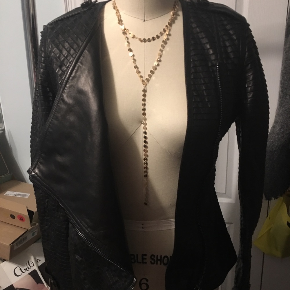 Burberry Lamb Black Leather Jacket Size 2 - Picture 5 of 11